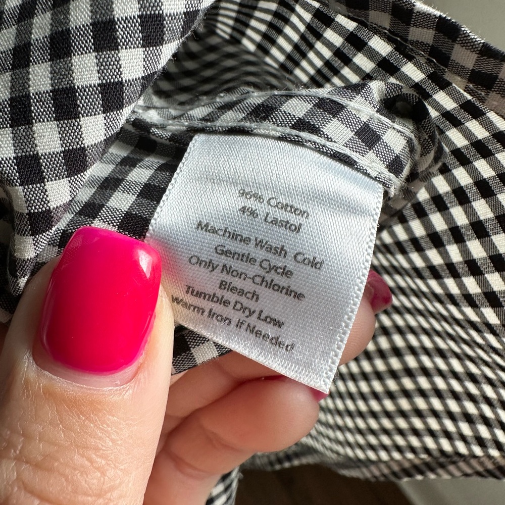 Talbots Black White Gingham Button Down Sleeveles… - image 5